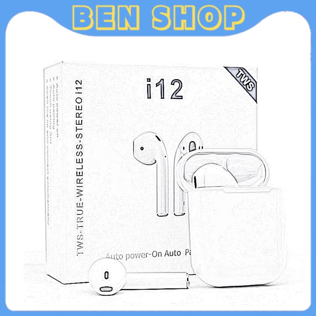 Tai Nghe Không Dây Inpods 12 TWS Trắng Trơn - Bluetooth 5.0 - Cảm Ứng 4.7