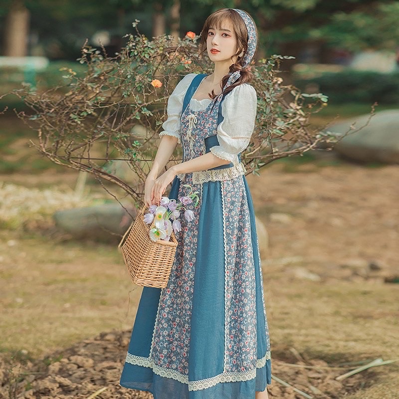 Bộ vintage hoa nhí hợp chụp ảnh du lịch phong cách hà lan du mục