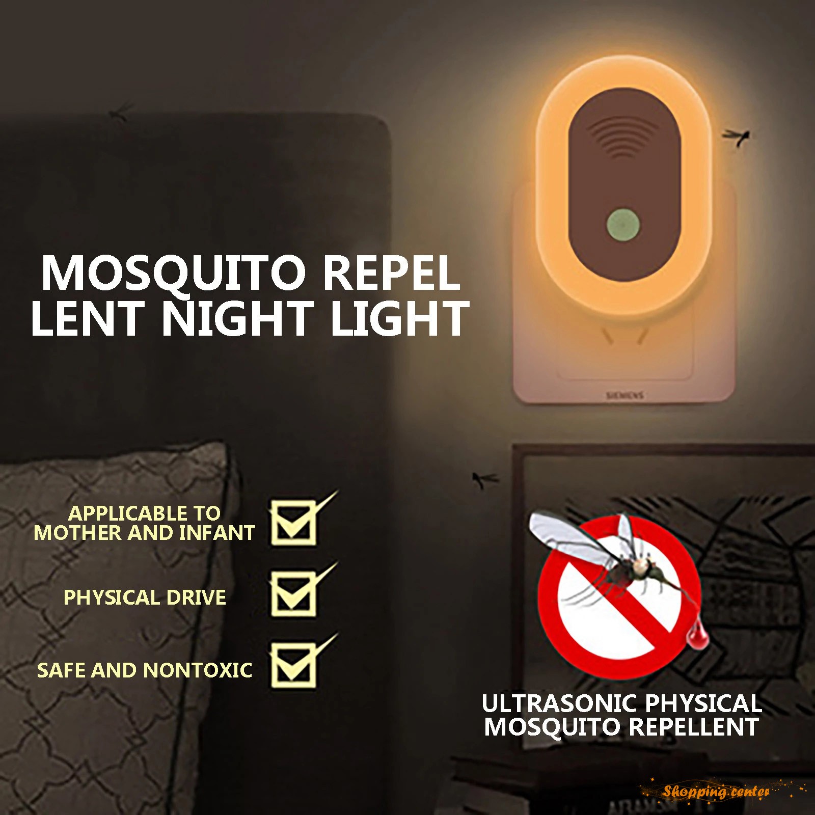 Đèn Ngủ Đuổi Muỗi Điện Tử Tần Số Tiện Dụng Cho Phòng Ngủ