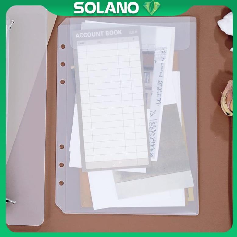 Bìa sổ còng binder SOLANO bìa còng 6 lỗ A5 A6 kiêm túi đựng 2 ngăn có nắp SN-001343