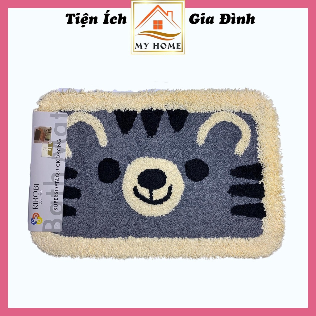 Thảm lau chân hình thú dày siêu thấm, thảm chùi chân cao cấp chống trơn trượt, kích thước 40x60cm