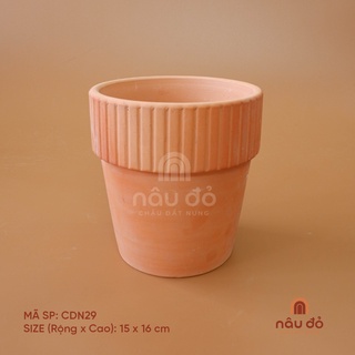 Chậu đất nung trồng cây ly gờ miệng sọc 15x16 cm