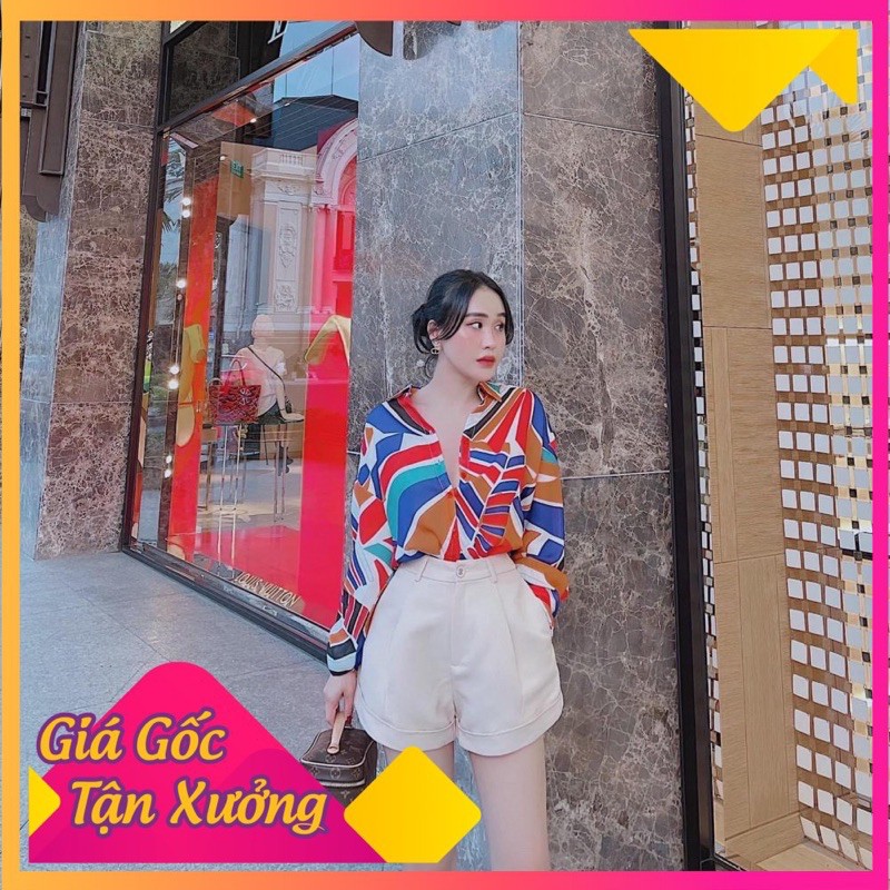 Sét Áo Sơ Mi Phối Màu Mix Quần Sooc Đùi Lật [ 𝐅𝐑𝐄𝐄 𝐒𝐇𝐈𝐏 ]  Gấu Cực Sịn Chất Lụa Đũi Mềm Sooc Kaki Giãn Mềm