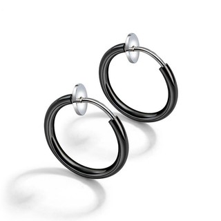 Bông tai unisex khoen tròn đen xỏ lỗ