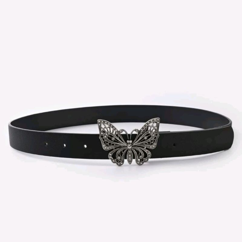 Thắt lưng hồng đính đá rhinestone bling bling khoá bướm phong cách y2k, Punk thời trang Unisex