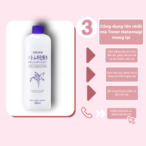 Nước Cân Bằng Naturie Hatomugi Nhật Bản, Toner Hatomugi Nhật Bản 500ml TN1950