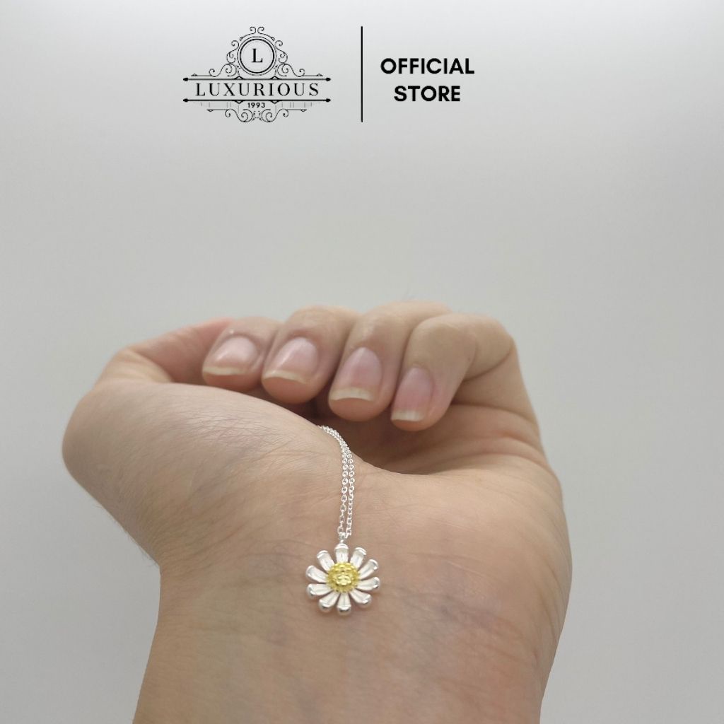 Dây chuyền bạc Lux Jewelry, vòng cổ bạc hoa cúc – LUXJ911