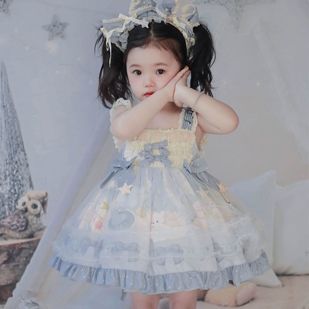 Girls' dress Lolita Princess suspender skirt little bear fluffy skirt children's baby spring and summer new western style dress