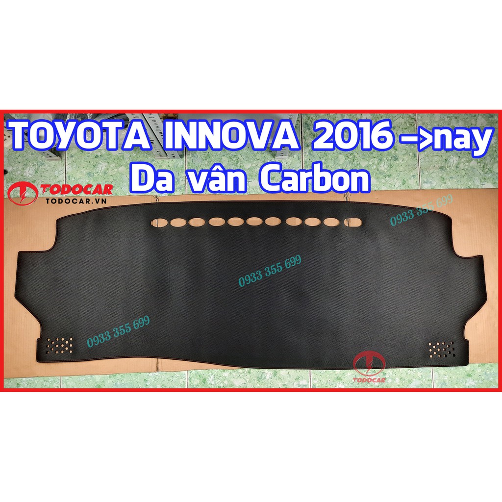 Thảm Taplo TOYOTA INNOVA bằng Nhung lông Cừu hoặc Da vân Carbon, Da vân Gỗ