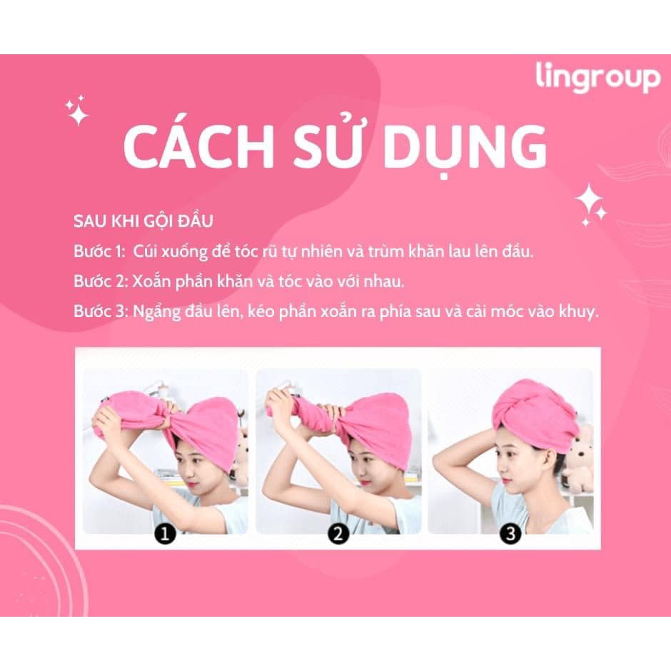 Khăn lau tóc Lincup sợi microfibre siêu thấm hút