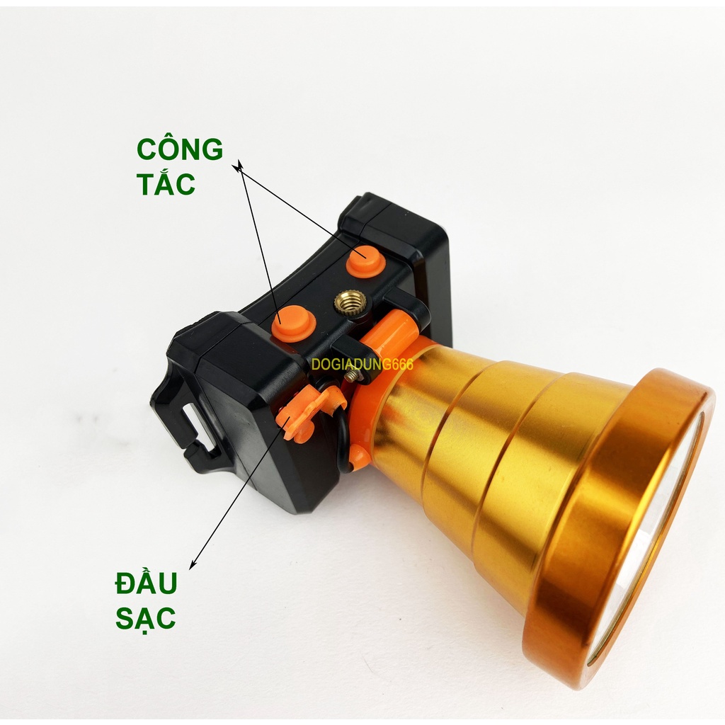 Đèn Pin Đội Đầu A395 bóng led ánh sáng mạnh chống nước  Ánh sáng vàng và trắng Có ren gắp TRIPOD