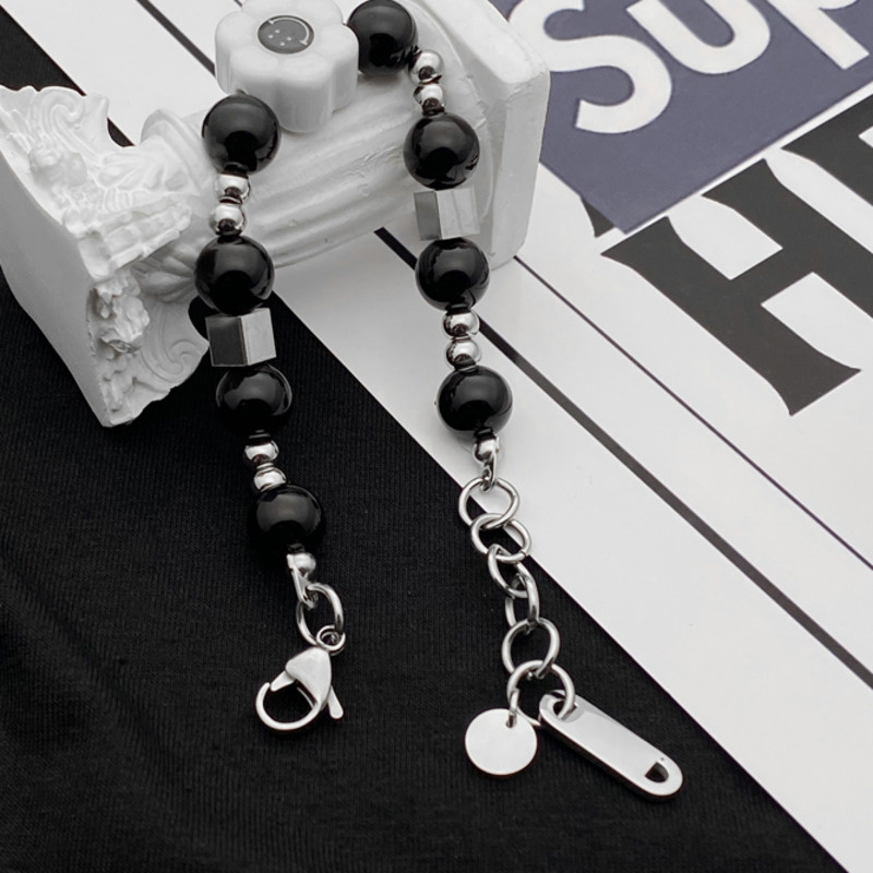 Vòng tay hình hoa đính ngọc trai giả phong cách hiphop thời trang đơn giản retro