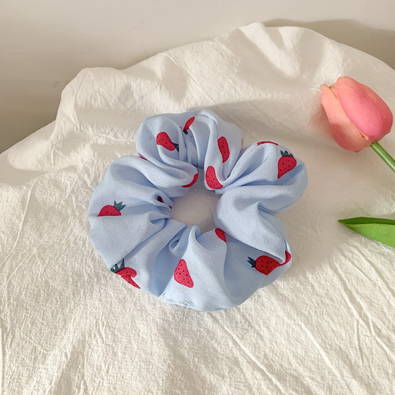 Dây buộc tóc scrunchie quả dâu phong cách thời trang Hàn Quốc