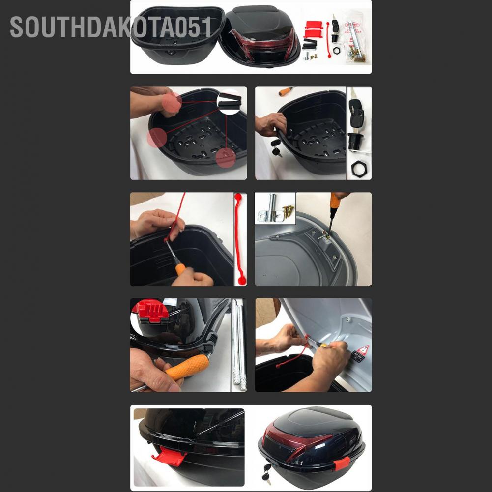 Hàng Sẵn Thùng Đựng Đồ Gắn Đuôi Xe Máy màu Đen Có thể khóa chống thấm nước【Southdakota051】