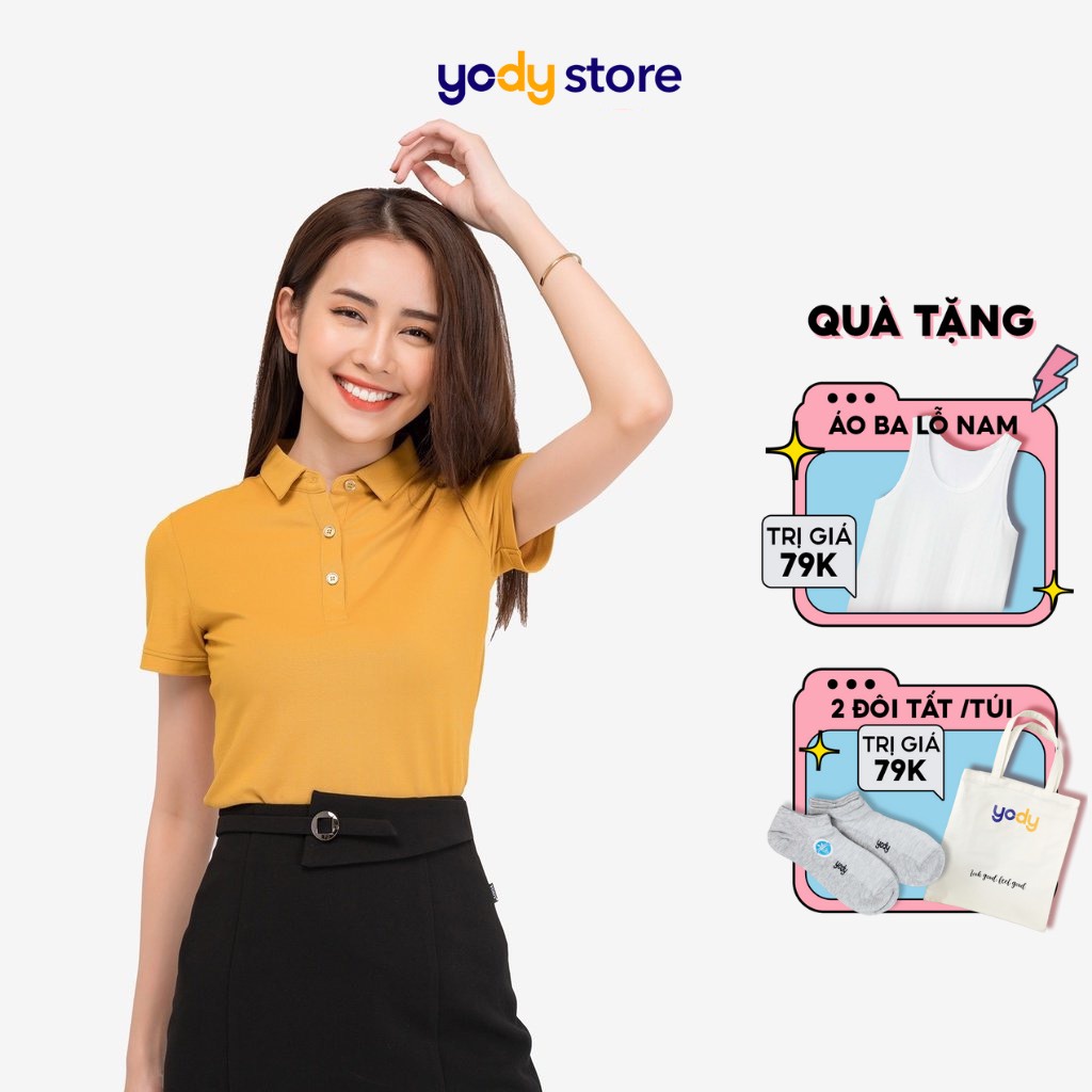 Áo Polo YODY Nữ chất liệu Cotton mềm mịn thoáng mát APN5388