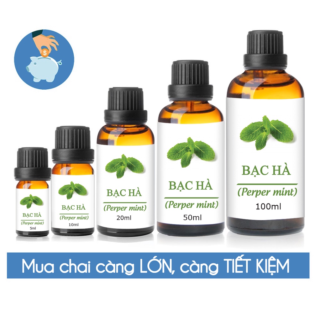 Tinh dầu Bạc Hà nguyên chất 20ml, đuổi muỗi, côn trùng, khử mùi, thơm phòng, treo xe.