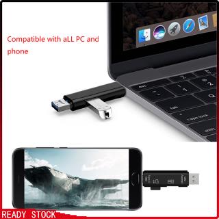 5 in 1 USB 2.0 Type C / USB / Micro USB SD TF Memory Card Reader OTG Adapter