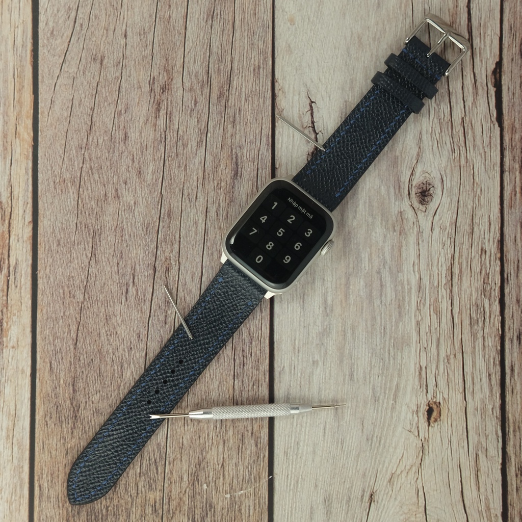 Dây apple watch da bò thật, khâu tay thủ công series 6 se 5 4 3 1, dây đeo đồng hồ iwatch thông minh 38mm 40mm 42mm 44mm