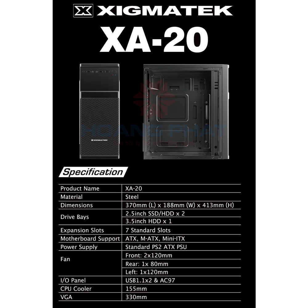 [Giá hủy diệt] Vỏ case computer Xigmatek XA-20 (MidTower/Màu Đen)