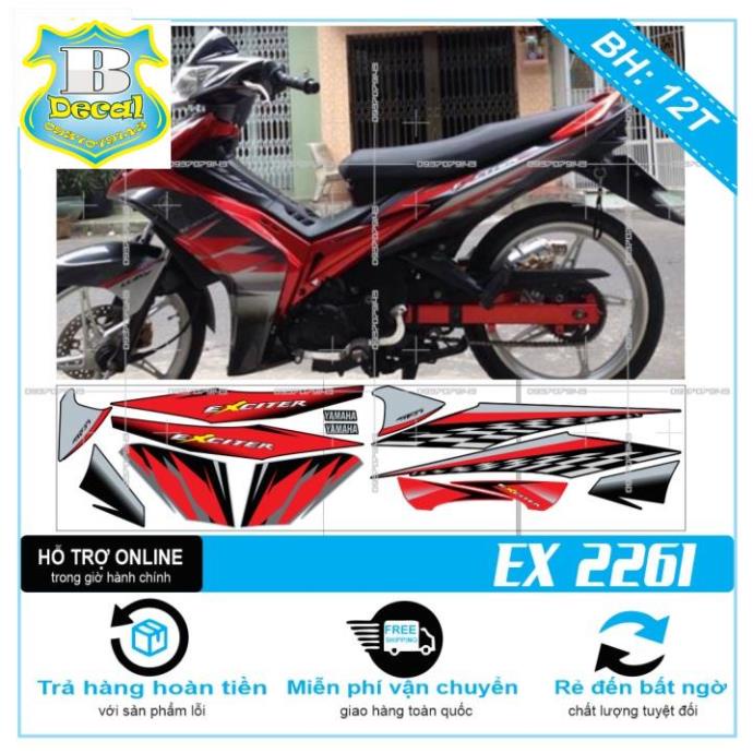 ( Quí khách vui lòng mang ra tiệm cho thợ dán ) Tem EX 2010 ĐỎ ĐEN 2261 [Bi Decal]