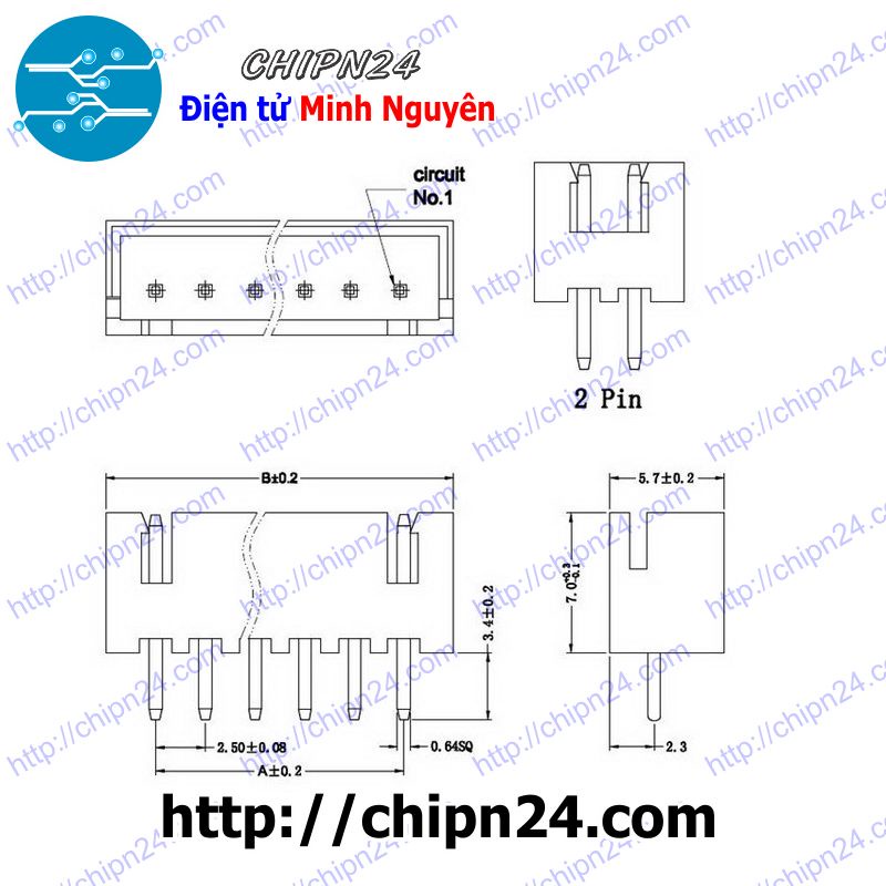 [10 CÁI] Header 8P XH2.54-8P Đực Thẳng