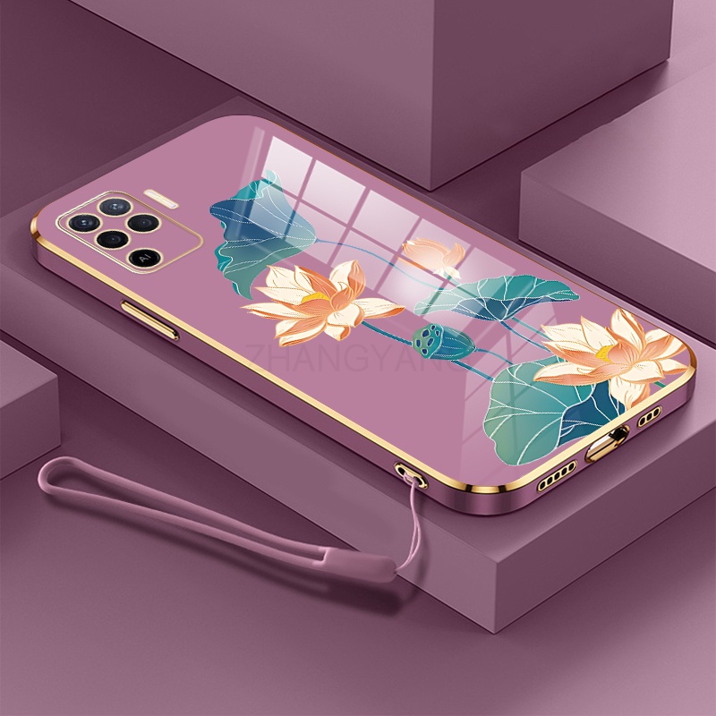 ốp lưng oppo a94 ốp điện thoại oppo a94 Ốp Điện Thoại TPU Dẻo Mạ Màu Họa Tiết Hoa Sen Sang Trọng
