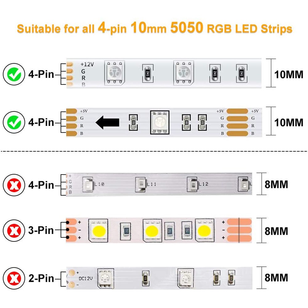 Set 10 / 20 / 50 Đầu Nối Đèn Led 5050 Rgb Pbc 10mm Không Có Khoảng Cách