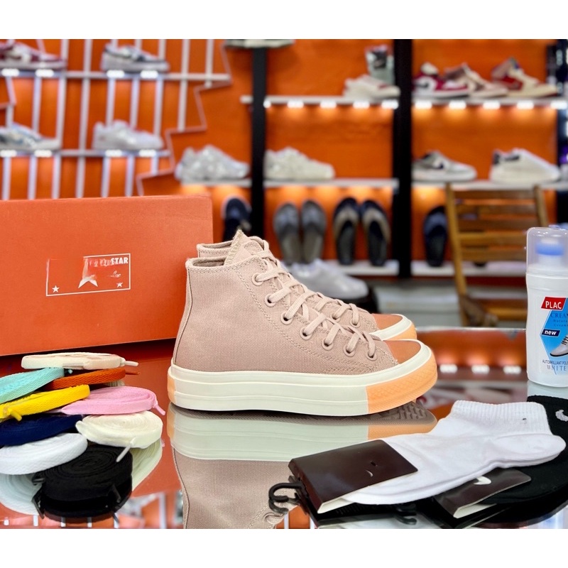 GIÀY CAO CỖ CONVERS.E CAM NÂU TẶNG KÈM BỘ QUÀ TẶNG GIÁ TRỊ