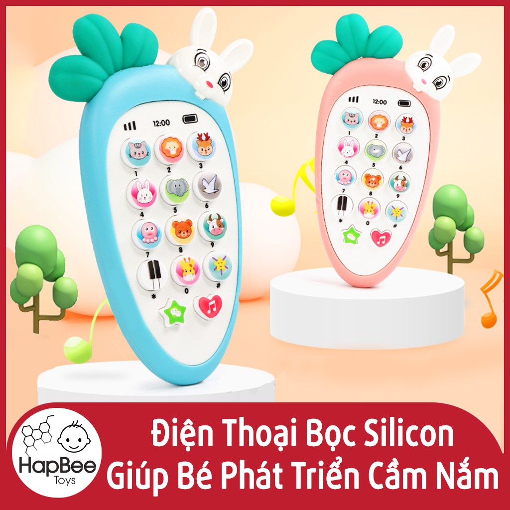 Đồ chơi điện thoại phát nhạc bọc silicon, giúp bé phát triển trí tuệ, cảm xúc, thị giác, cầm nắm và các giác quan