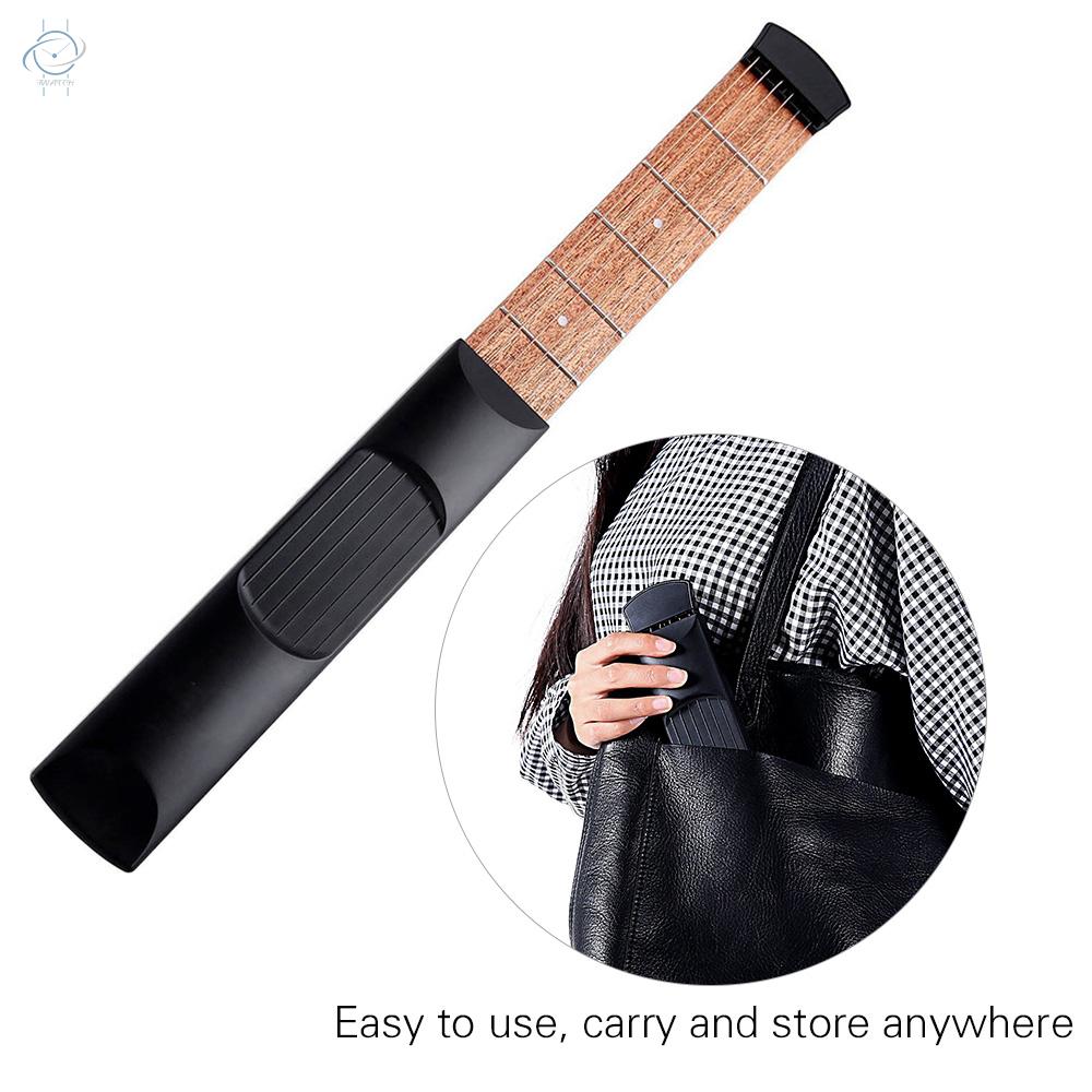 ♫6 String 6 Fret Model Portable Pocket Guitar Neck Chord Trainer Guitar Practice Tool for Trainer Beginner Black