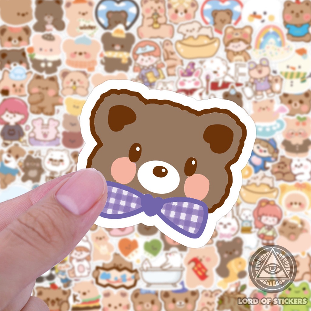 Set 100 Nhãn Dán Hoạt Hình Gấu Dễ Thương Sticker Cute Phong Cách Hàn Quốc Trang Trí Mũ Bảo Hiểm, Laptop, Vali, Xe, Sổ