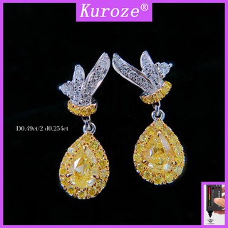 Đôi khuyên tai đính đá moissanite màu vàng sáng tạo thời trang dành cho nữ