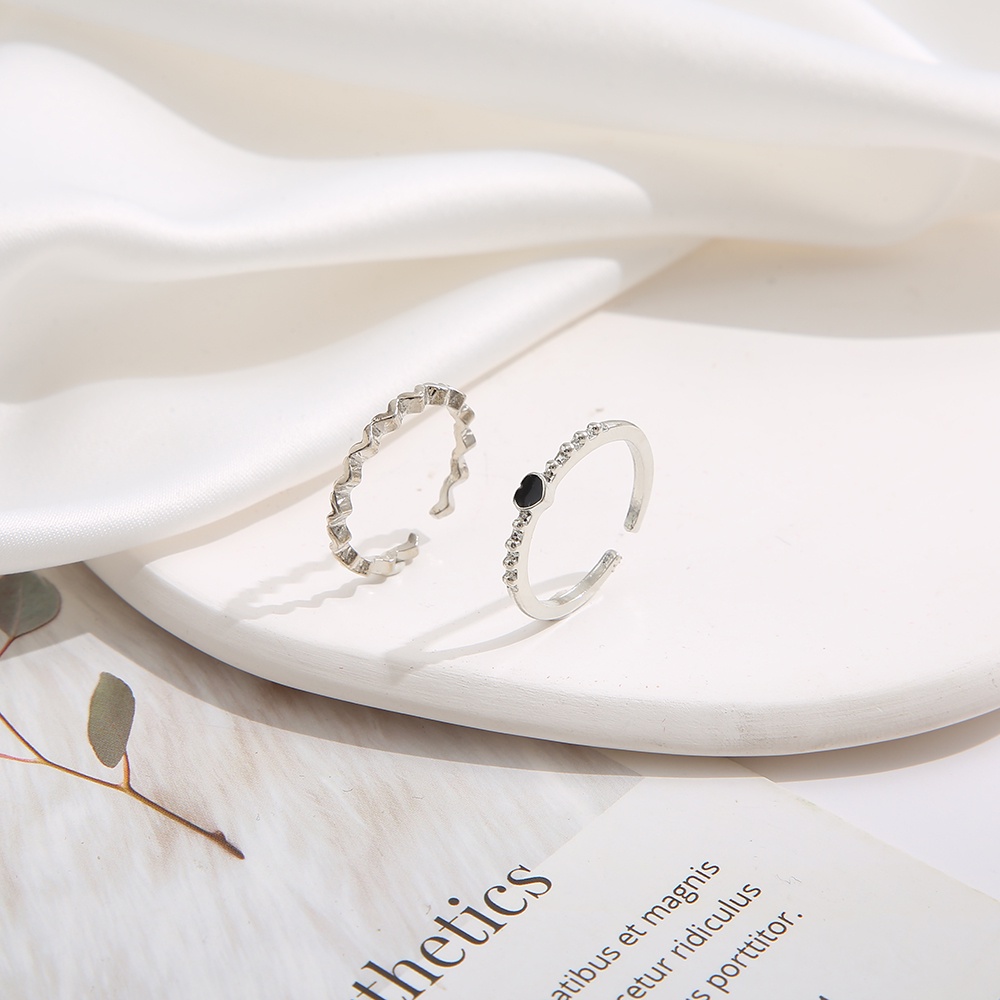 Bộ Nhẫn Đeo Ngón Tay Gợn Sóng Đơn Giản Cho Nữ