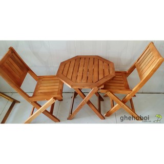 Bộ bàn ghế gỗ xếp cafe mini ( 1 bàn + 2 ghế )