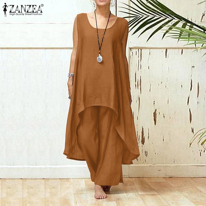 Set áo không tay kèm quần ngắn Zanzea thời trang cho nữ