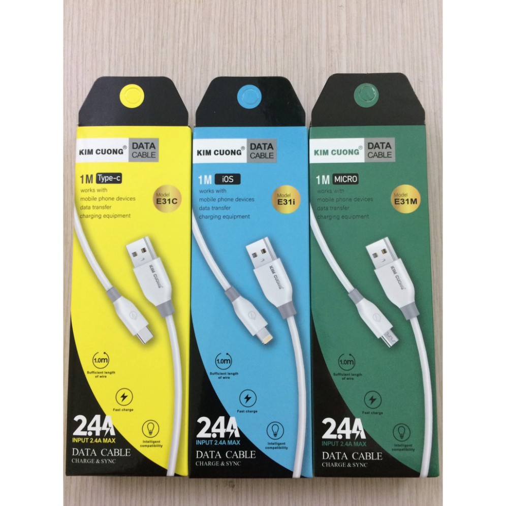 Dây cáp sạc nhanh iPhone, Samsung, Android Micro, Type-C, IOS dây dù 1m E31, hàng chính hãng bảo hành - Việt Linh Stor