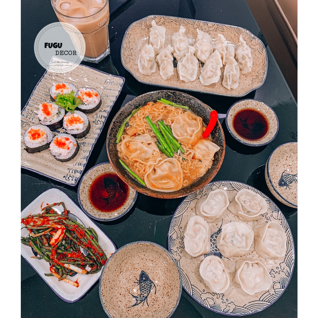 Bộ bát đĩa Nhật Bản hình con cá , bát đĩa decor