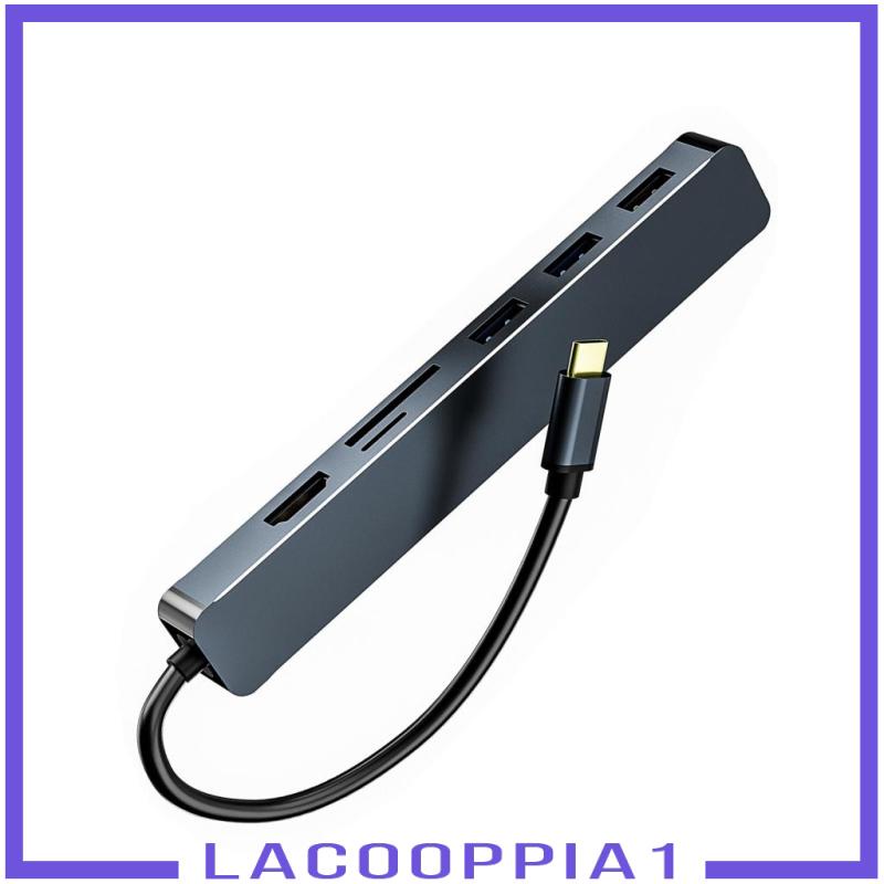 [LACOOPPIA1] Aluminum 7 in 1 USB 3.0 C to HDMI 4K Hub Multiport Adapter Dongle