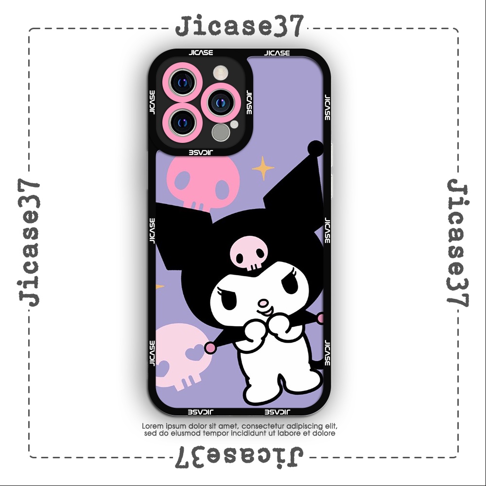 Ốp lưng iphone cạnh vuông Jicase Kuromi nền tím cute 6plus/6s/6splus/7/7plus/8/8plus/x/xs/11/12/pro/max/plus/promax