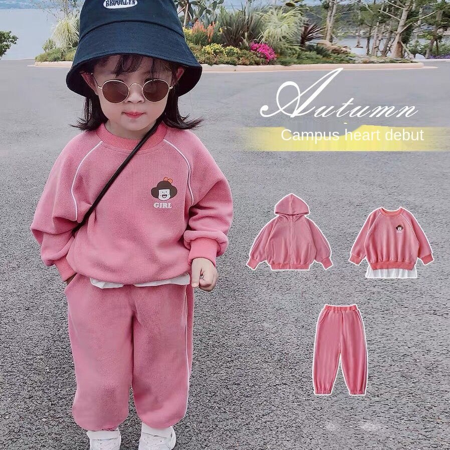 Set đồ thể thao 2 món gồm áo và quần dài phong cách phương Tây thời trang xuân thu cho bé gái 2023