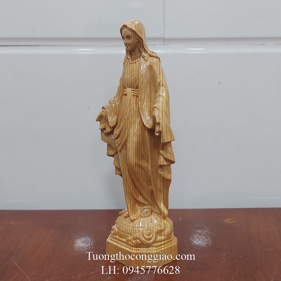 Tượng Đức Mẹ Ban Ơn Bằng Gỗ Pơ mu cao 20cm