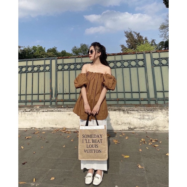 Áo trễ vai form giấu quần tiểu thư xinh đẹp | BigBuy360 - bigbuy360.vn