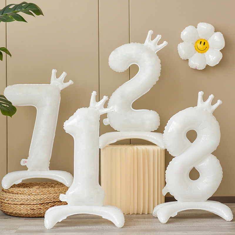 Bong Bóng Nhôm 32 Inch Hình Chữ Số Màu Trắng / Đen