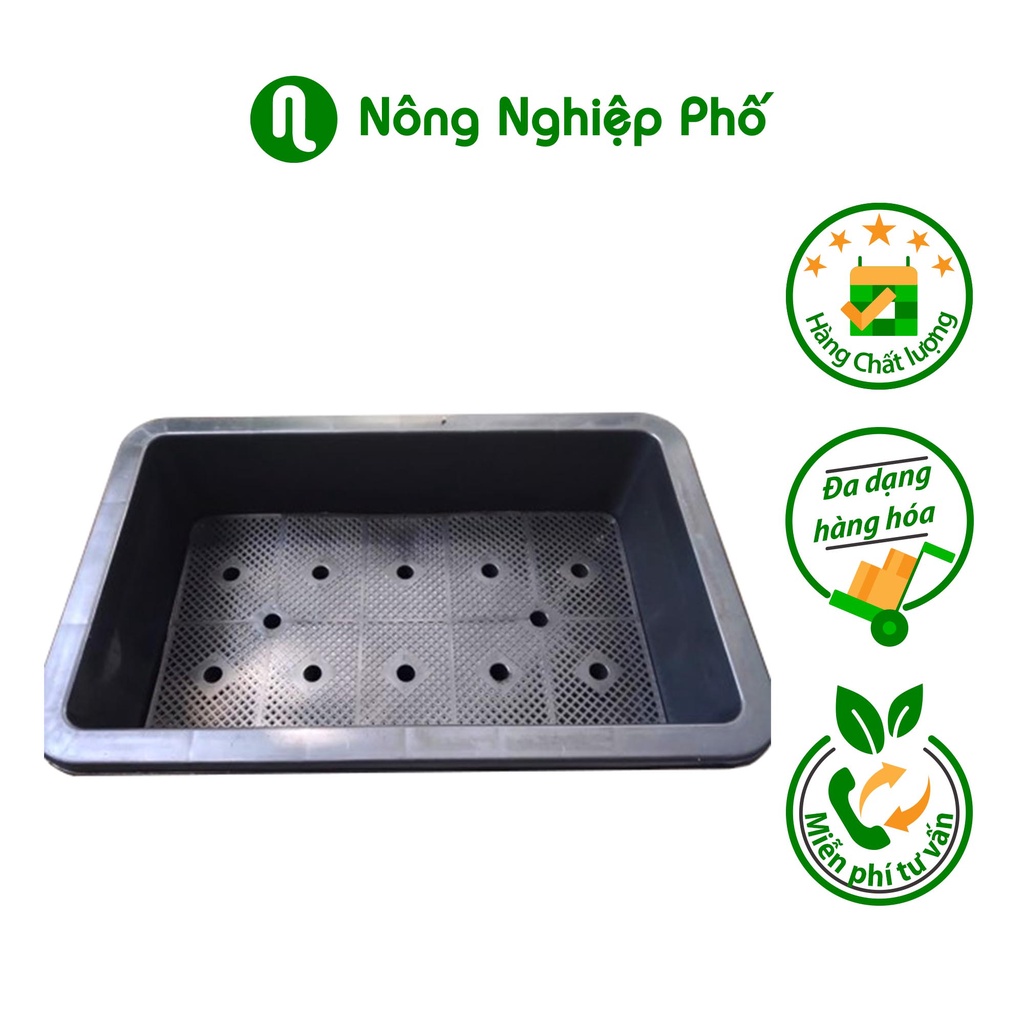 KHAY (CHẬU) TRỒNG RAU HÌNH CHỮ NHẬT 65X42X16H- ĐEN (HD)