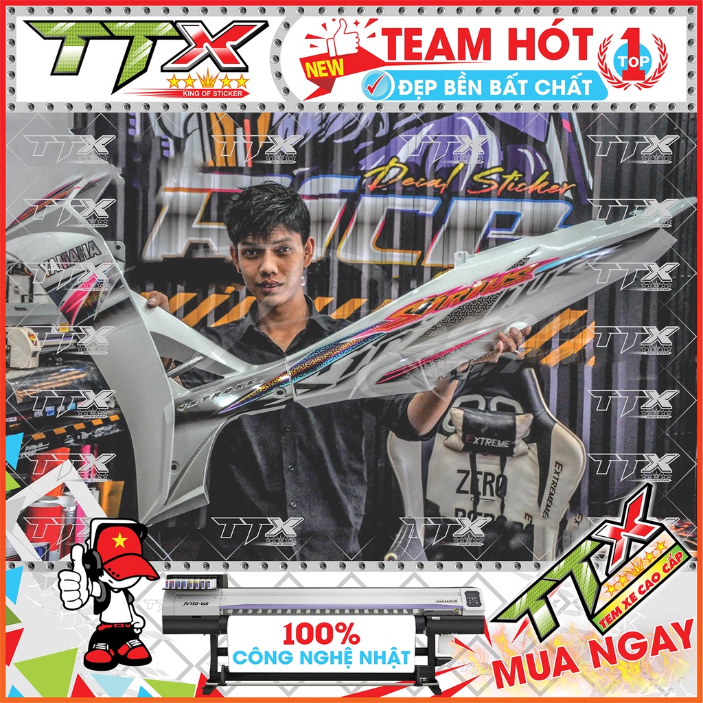Tem rời sirius hoa văn titan , Team chế sirius dán xe màu trắng siêu đẹp , Shop TTX Tem xe sirius mã (S0030/00)