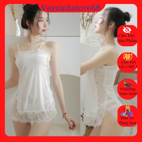 💖Đầm Ngủ/ Váy Ngủ Nữ Chất Thun Lạnh 5222 Phối Ren Tặng Kèm Quần₫ Lọt Khe)💖
