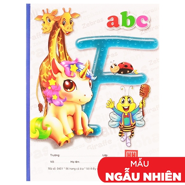 Vở Class ABC - 4 Ô Ly 96 Trang ĐL 100g/m2 - Hồng Hà (Mẫu Màu Giao Ngẫu Nhiên)