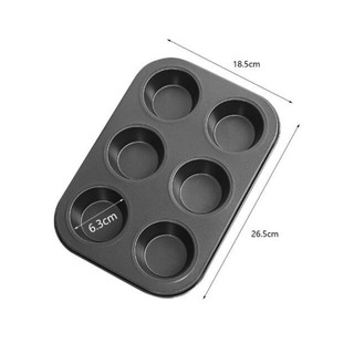 Khuôn cupcake đen chống dính 6 ô, 12 ô to và nhỏ