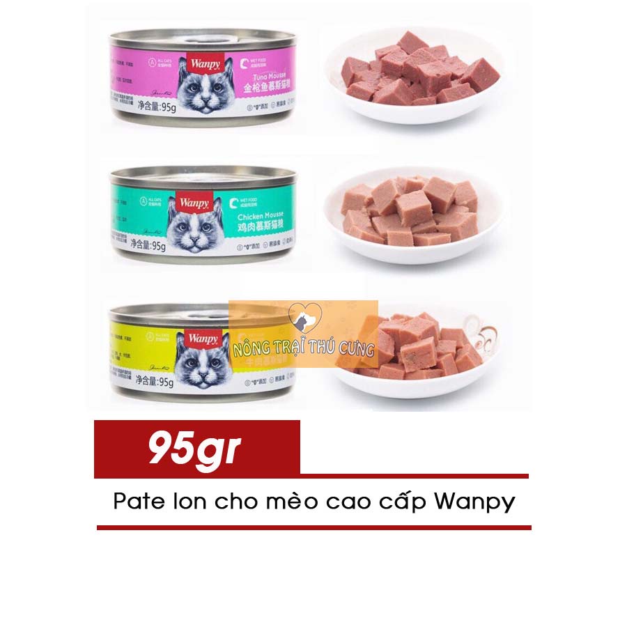 Pate Cho Mèo Wanpy Lon - 95gr - Nhiều vị