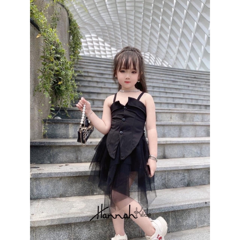 Set Áo 2 Dây Chân Váy Cá Tính Sành Điệu Cho Bé 8-35Kg, Set Váy Dự Tiệc Mùa Hè Cho Bé HANNAH KIDS